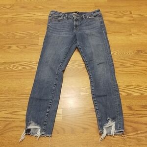 Abercrombie & Fitch Distressed Blue Cropped Jeans